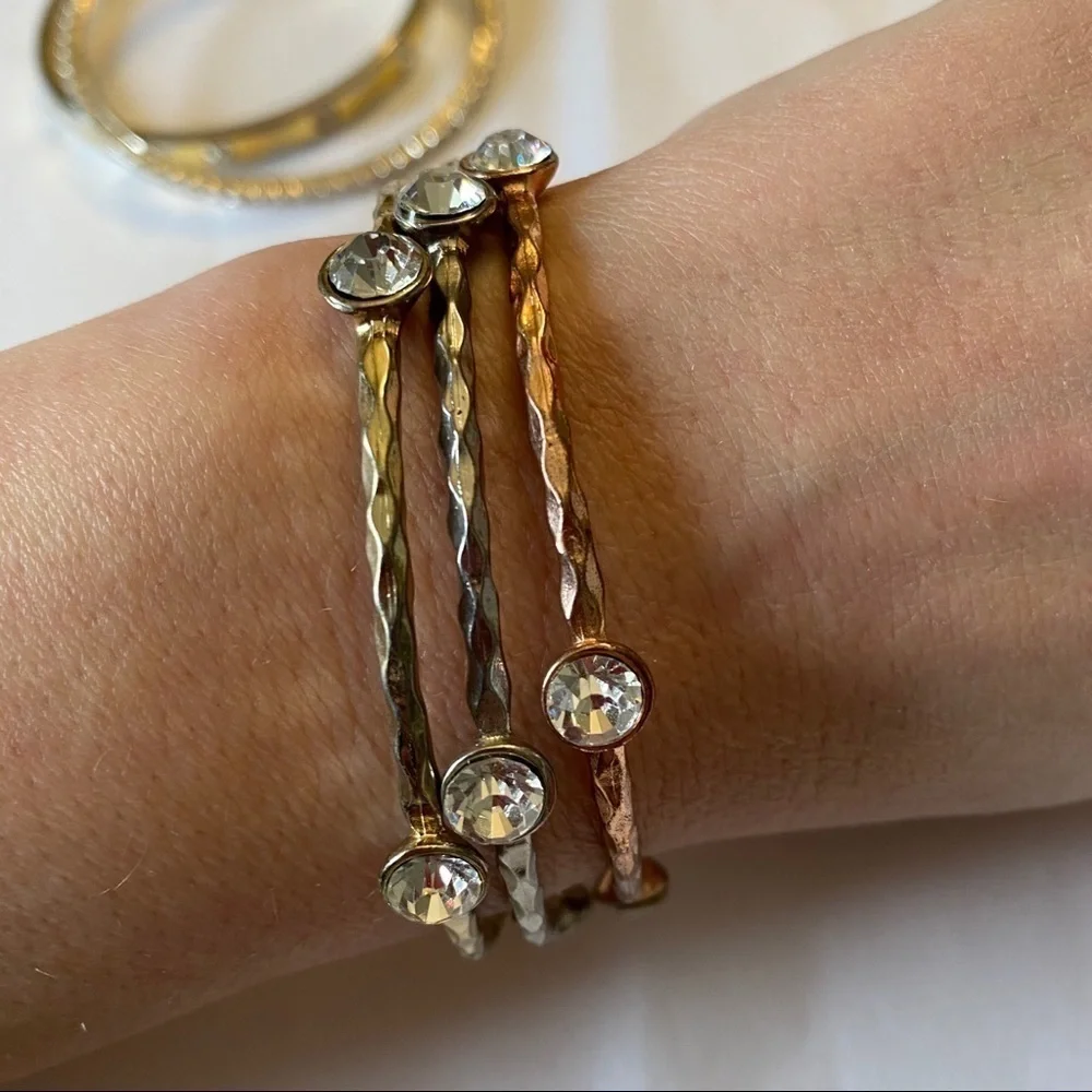 Set of six glam bangles in gold silver​​​​ - Picture 4 of 6